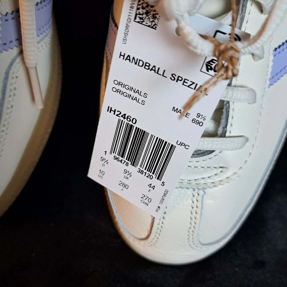 Adidas Handball Spezial Mens Casual Off White/Violet Purple/Gum IH2460 Size 10